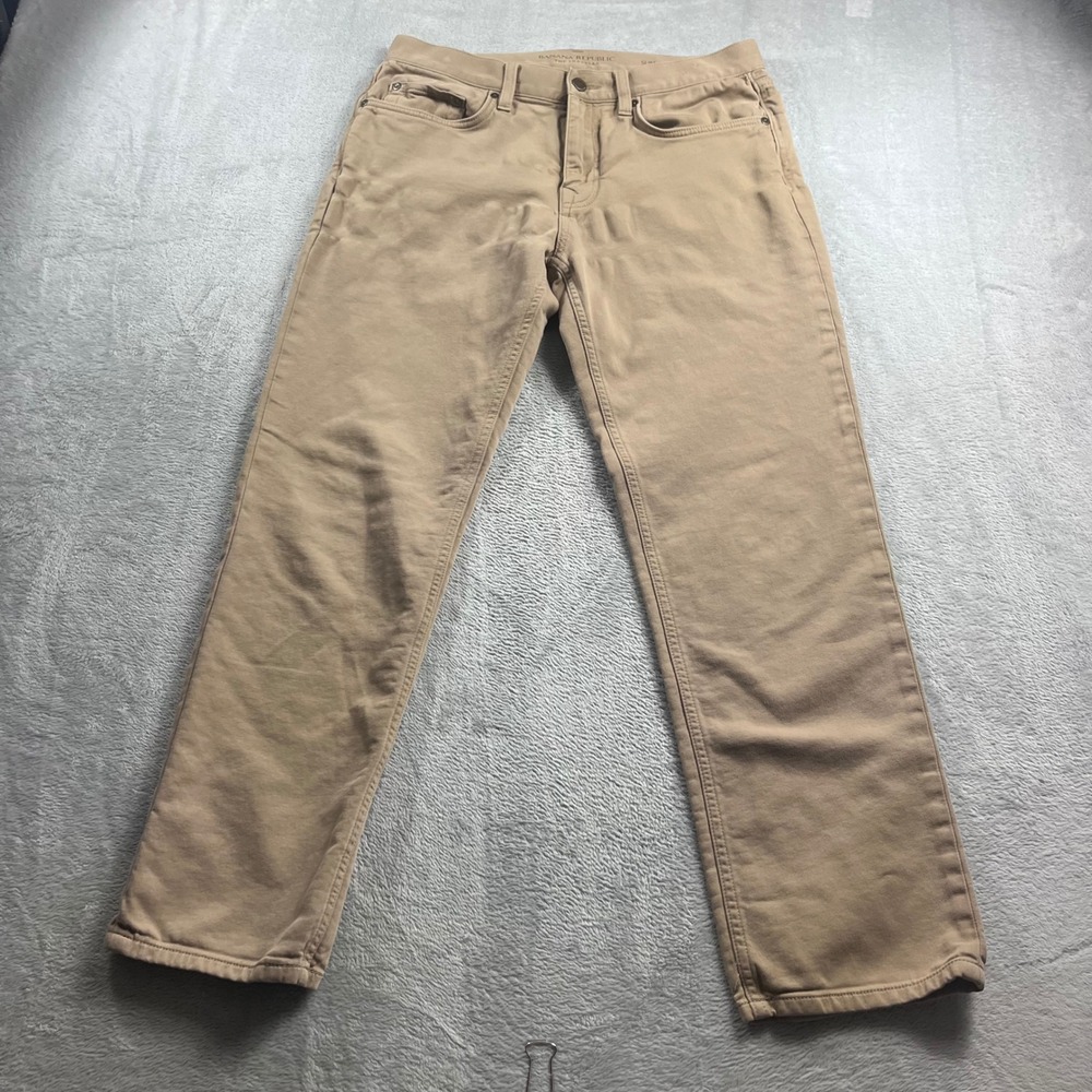 Banana Republic Mens The Traveler Slim Fit Khaki Chino Pants Tan 32x30